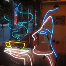 Çizgi Neon Cizgineon Kahve Kadın Neon LED Duvar Dekarasyon