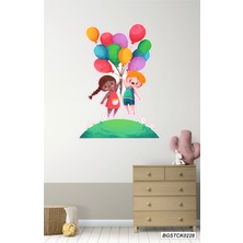 Bizerk Görsel Renkli Uçan Balonlar ve Çocuklar Duvar Sticker Kreş Anaokulu Çocuk Odası Için