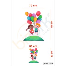 Bizerk Görsel Renkli Uçan Balonlar ve Çocuklar Duvar Sticker Kreş Anaokulu Çocuk Odası Için