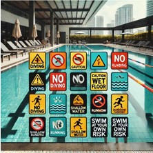 Uyarı Yönlendirme Levhaları " Havuz Kuralları Pool Rules 3 Farklı Dilde" 78X100 cm 5 mm Dekota Levha