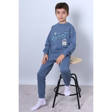 HÇM Erkek Çocuk Eşofman Takımı Kabartma Artist Baskılı Ribanalı F1