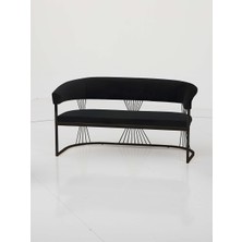 Decoraks Rio Çay Seti Koltuk Kanepe Oturma Odası Kafe Antre Hol Ofis 2 Kişilik Siyah Metal