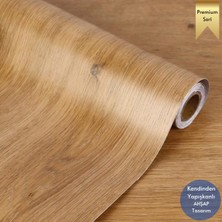 Technosmart 60×500 cm  Kendinden Yapışkanlı Dokulu Ahşap Görünümlü Premium Duvar Kağıdı Dolap Kaplama Koyu Ahşap