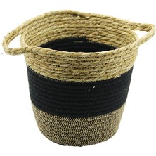 Just Cheap Store 2ın1=ip Örgülü - Hasırçift Kulplu Sepet - Organizer Ç-TABAN:17 cm --AĞIZ:24 cm  - Y: 22 cm
