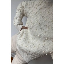 Seda Yalçın Atelier Krem Incili Bisiklet Yaka Premium Kazak