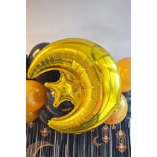 Gold Ay Yıldız Folyo Balon Ramazan Balonu Ramazan Süsleri Ay Yıldız Balon