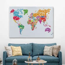 Marsilyan- Renkli Ülke Isimli Dünya Haritası Kanvas Tablo 1011