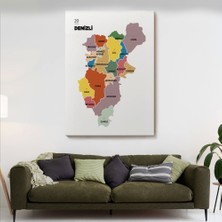 Marsilyan- Denizli Ili ve Ilçeler Haritası Dekoratif Kanvas Tablo 1319