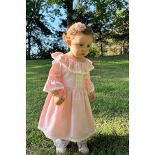 ALYRA Kız Çocuk Elbise Kız Bebek Fırfırlı Volanlı Dantelli Uzun Kol Astarlı Özel Gün  Doğum Günü Parti Düğün Bayramlık Elbise Çocuk Giyim ALY0240