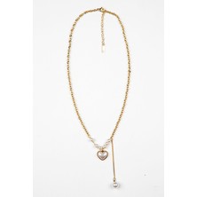 Lila Rosa Damla Inci 316 L Çelik Kolye