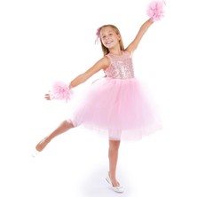 Cantoy Ponpon Kollu Kız Çocuk Doğum Günü Parti Elbisesi Özel Gün Kıyafeti