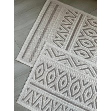 Bluenity Hat Doğal Pamuklu 2'li Banyo Paspas Seti 60 x 100+50 x 60  cm  - Taş