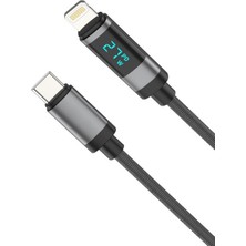 27W Göstergeli Örme Lightning To Type-C Şarj Kablosu