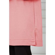 Kadın Uzun Düz Renk Basic Yuvarlak Yaka Tunik Sweatshırt
