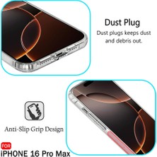 iPhone 16 Pro Max Kılıf Şeffaf Silikon / Kamera Yeri Koruma / Şarj Girişi Tıpalı