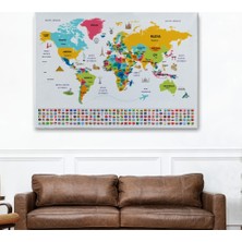 Marsilyan- Türkçe Dünya Haritası Ülke Bayrak ve Başkentli Kanvas Tablo 1948