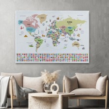 Marsilyan- Dünya Haritası Ülke Bayraklı ve Başkentli Kanvas Tablo 1939