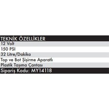 Mytol MY14118 150 Psi Araç Kompresörü 12V