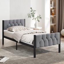 Mobpazar Karyola, Stil Metal Karyola, 90 x 190  cm , Kapitone Işlemeli Karyola