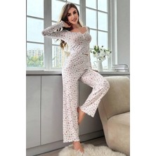 Kadir Wear Çiçek Baskılı Uzun Kollu Pamuk Pijama Takımı