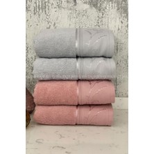Özdilek Ditsy Pamuk El-Yüz Havlusu 50 x 80 cm 4 Adet Pembe-Gri Renkli Şık Tasarım