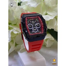 Hediyeci Market G Sport Polo Siyah Çelik Kasa ve Kırmızı Slikon Kordon Erkek Kol Saati - HMES-0023