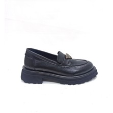 Albini Siyah Deri Kadın Loafer Ayakkabı