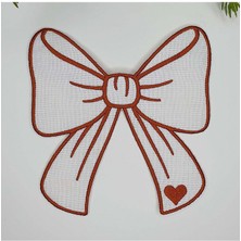 Decofav Tarçın Kurdele Şeklinde Kalp Desenli Nakışlı Kokteyl Peçetesi 1 Adet