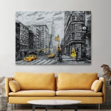 Marsilyan- New York Sokakları ve Sarı Taksi Yağlıboya Görünüm TABLO-3500