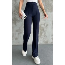 Kısmet Sepeti Kadın Lacivert Yüksek Bel Toparlayıcı Orijinal Krep Kumaş Palazzo Pantolon