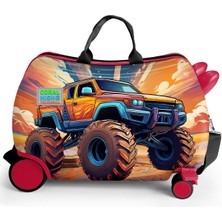 Coral High Kids Turuncu High Wheels Truck Desenli Otur-Çek Çocuk Valizi 16365