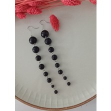 Siyah Inci Gold Tasarım Küpe