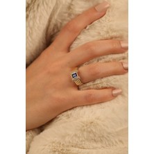 ÇGK KUYUMCULUK Lacivert Taşlı Altın Yüzük CGKYZK0301