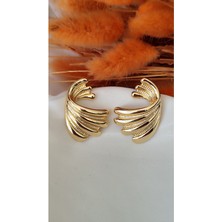 Tavus Kabartma Metal Gold Küpe