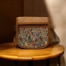 Otho Bag Termo Süet Etnik Desenli Küçük Boy Kadın Omuz Çantası