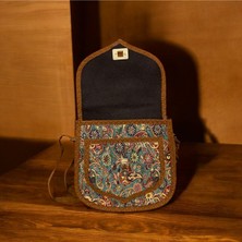 Otho Bag Termo Süet Etnik Desenli Küçük Boy Kadın Omuz Çantası