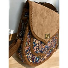 Otho Bag Otantik Etnik Desenli Süet Kapaklı Kadın Omuz Çantası