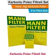 Mann Fılter Citroen C3 1.4 Hdı 70HP Dizel Mann Filtre Bakım Seti 2003-2009 Hava+Yağ+Karbonlu Polen