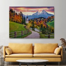 Marsilyan- Hochkalter Dağı Maria Gern Kilisesi ve Alpler Dekoratif TABLO-3679