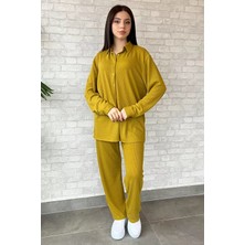 Gülseli Kadın Fitilli Gömlek Pantolon Ikili Takım