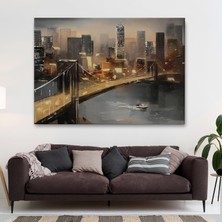 Marsilyan- New York Nehir ve Köprü Manzarası Duvar TABLOSU-3733