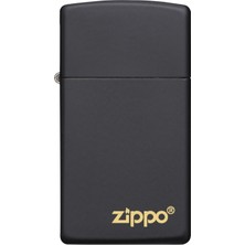 Zippo Black Matte Logo Dizayn Slim Çakmak