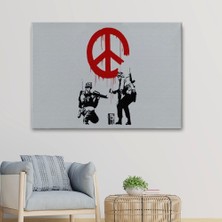 Marsilyan- Bansky, Barış Işareti Yapan Askerler Kanvas TABLOSU-5109