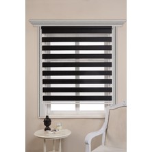 Siyah Bambu Stor Zebra Perde Etek Dilimsiz
