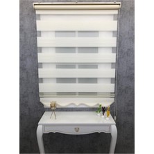 Trend Stor Perde Trend Krem Renkli Geniş Plise Zebra Stor Perde Blackout Karartma 80 x 80 cm