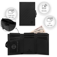Trusador Toscana  Carbon Bozuk Paralık Cepli Unisex  Deri Rfid Korumalı Erkek Kadın Mini Cüzdan Hediye