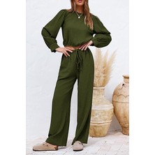 Barbora Keten Yazlık Yüksek Bel Pantolon Bluz Ikili Takım Alt Üst