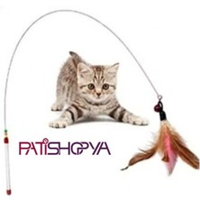 Kedi Oyun Oltası 90 cm Renkli Tüylü Kedi Oyuncağı