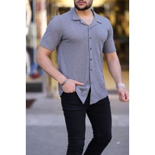 Trendseninle Erkek Beyaz Haki Gri Örme Kısa Kollu Gömlek 3lü Set