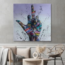 Marsilyan- Orta Parmak Hareketi Sokak Sanatı, Kanvas Tablo, Graffiti Orta Parmak İZI-5339